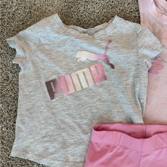Toddler girl Puma 3-Piece Active Set tshirt, tank and short set pink size 2T - Picture 3 of 7